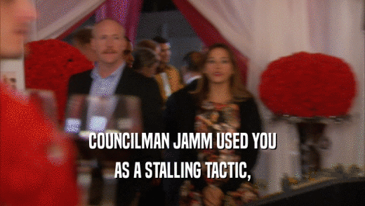 COUNCILMAN JAMM USED YOU
 AS A STALLING TACTIC,
 