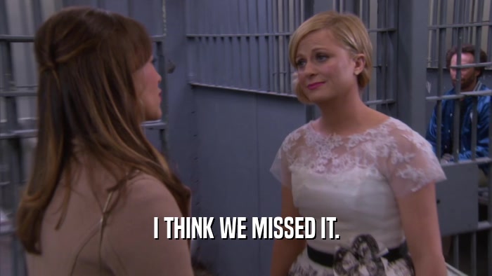 I THINK WE MISSED IT.  