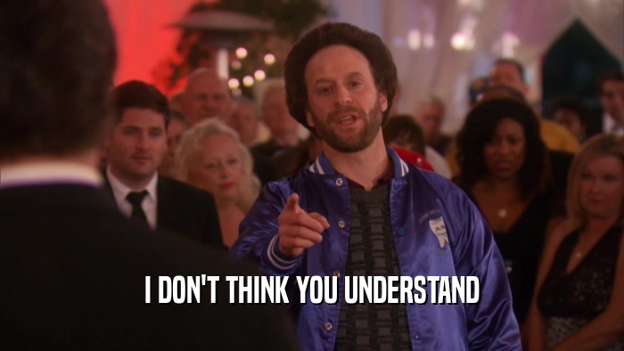 I DON'T THINK YOU UNDERSTAND  