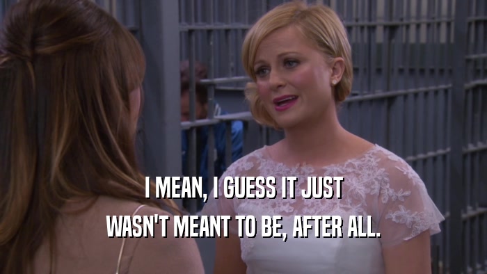 I MEAN, I GUESS IT JUST WASN'T MEANT TO BE, AFTER ALL. 