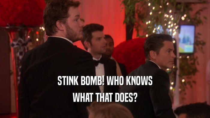 STINK BOMB! WHO KNOWS WHAT THAT DOES? 