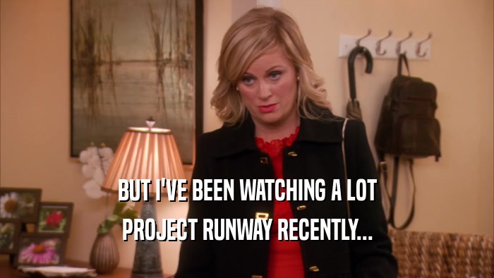 BUT I'VE BEEN WATCHING A LOT PROJECT RUNWAY RECENTLY... 