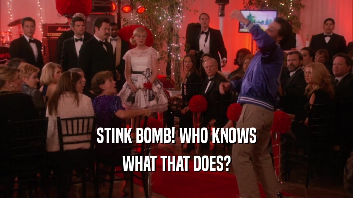STINK BOMB! WHO KNOWS WHAT THAT DOES? 