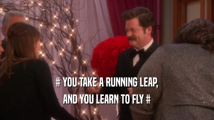 # YOU TAKE A RUNNING LEAP, AND YOU LEARN TO FLY # 
