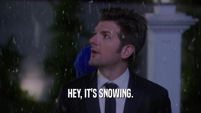 HEY, IT'S SNOWING.  