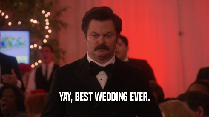 YAY, BEST WEDDING EVER.  