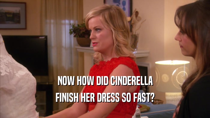 NOW HOW DID CINDERELLA FINISH HER DRESS SO FAST? 