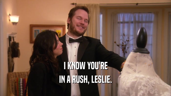 I KNOW YOU'RE
 IN A RUSH, LESLIE.
 