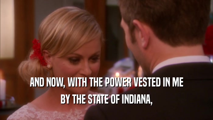 AND NOW, WITH THE POWER VESTED IN ME BY THE STATE OF INDIANA, 