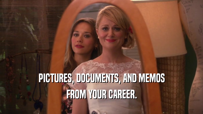 PICTURES, DOCUMENTS, AND MEMOS FROM YOUR CAREER. 