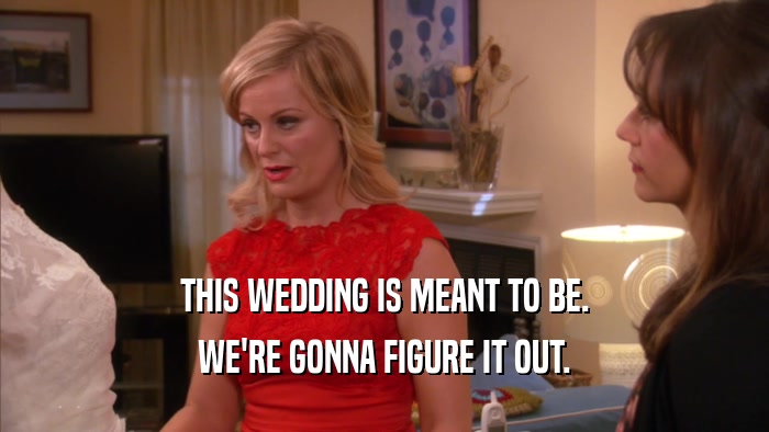 THIS WEDDING IS MEANT TO BE. WE'RE GONNA FIGURE IT OUT. 