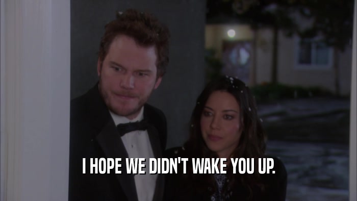 I HOPE WE DIDN'T WAKE YOU UP.  