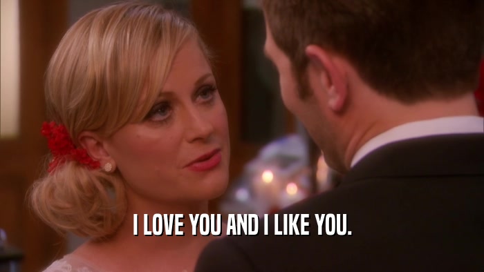 I LOVE YOU AND I LIKE YOU.  