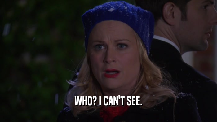 WHO? I CAN'T SEE.  