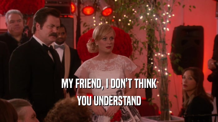 MY FRIEND, I DON'T THINK YOU UNDERSTAND 