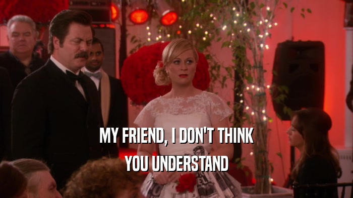 MY FRIEND, I DON'T THINK YOU UNDERSTAND 