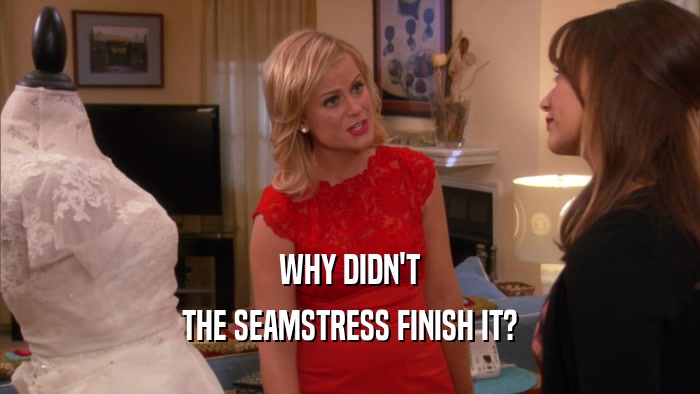WHY DIDN'T THE SEAMSTRESS FINISH IT? 