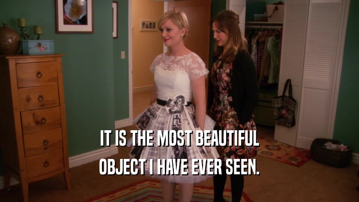 IT IS THE MOST BEAUTIFUL OBJECT I HAVE EVER SEEN. 