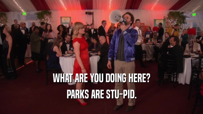 WHAT ARE YOU DOING HERE? PARKS ARE STU-PID. 