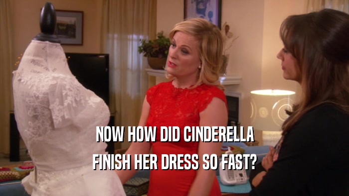 NOW HOW DID CINDERELLA FINISH HER DRESS SO FAST? 