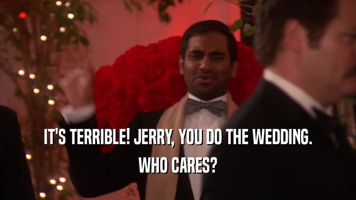 IT'S TERRIBLE! JERRY, YOU DO THE WEDDING. WHO CARES? 