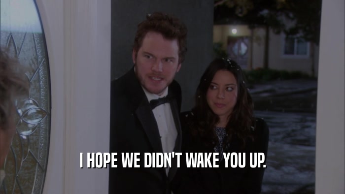 I HOPE WE DIDN'T WAKE YOU UP.  