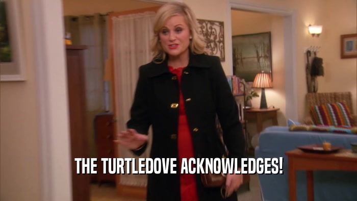 THE TURTLEDOVE ACKNOWLEDGES!  