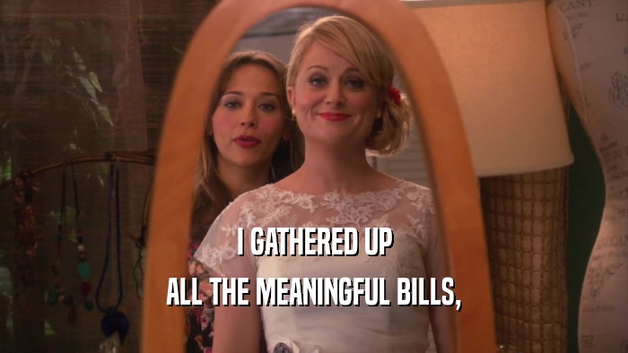 I GATHERED UP ALL THE MEANINGFUL BILLS, 