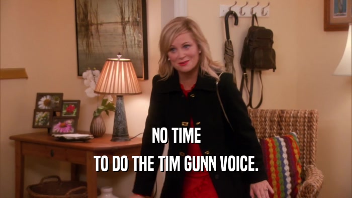 NO TIME TO DO THE TIM GUNN VOICE. 