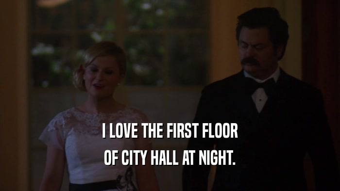 I LOVE THE FIRST FLOOR OF CITY HALL AT NIGHT. 