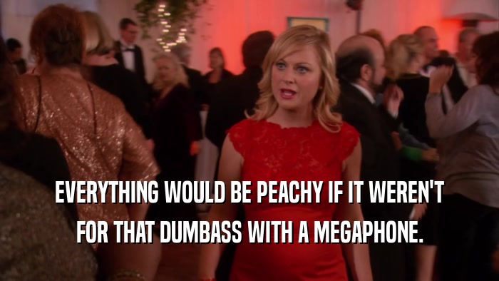 EVERYTHING WOULD BE PEACHY IF IT WEREN'T FOR THAT DUMBASS WITH A MEGAPHONE. 