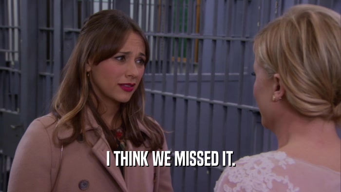 I THINK WE MISSED IT.  