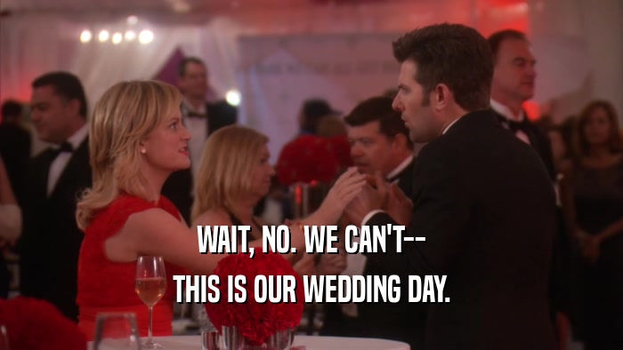 WAIT, NO. WE CAN'T-- THIS IS OUR WEDDING DAY. 