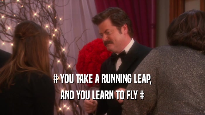 # YOU TAKE A RUNNING LEAP, AND YOU LEARN TO FLY # 
