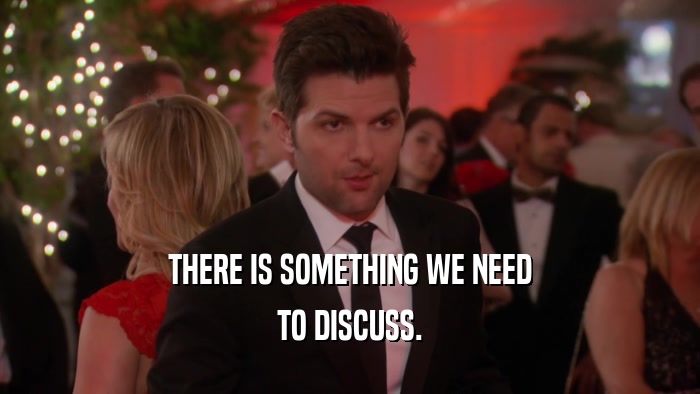 THERE IS SOMETHING WE NEED TO DISCUSS. 