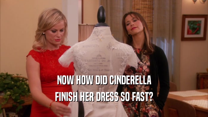 NOW HOW DID CINDERELLA FINISH HER DRESS SO FAST? 