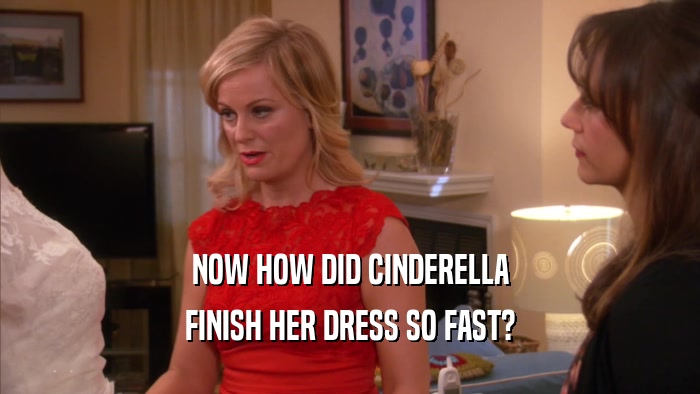 NOW HOW DID CINDERELLA FINISH HER DRESS SO FAST? 