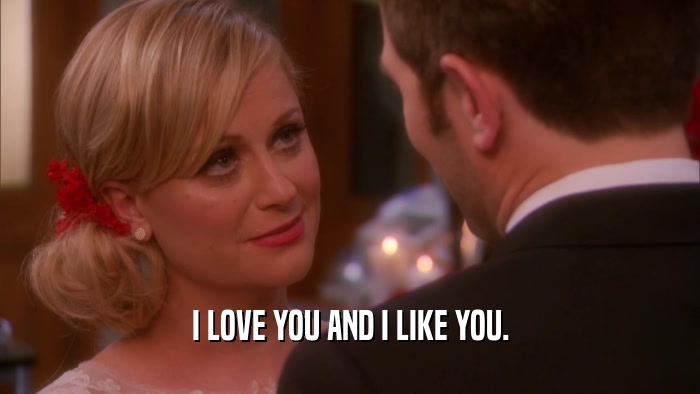 I LOVE YOU AND I LIKE YOU.  