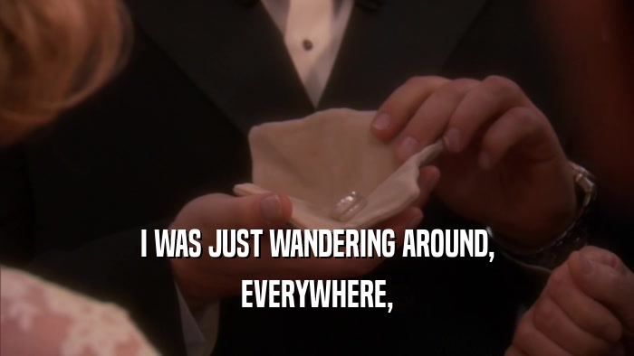 I WAS JUST WANDERING AROUND, EVERYWHERE, 