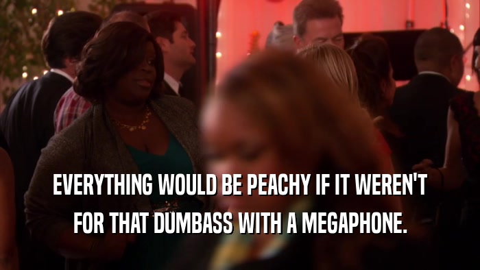 EVERYTHING WOULD BE PEACHY IF IT WEREN'T FOR THAT DUMBASS WITH A MEGAPHONE. 