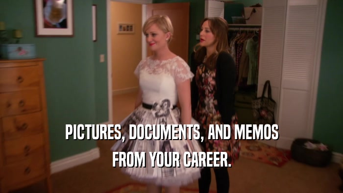 PICTURES, DOCUMENTS, AND MEMOS FROM YOUR CAREER. 