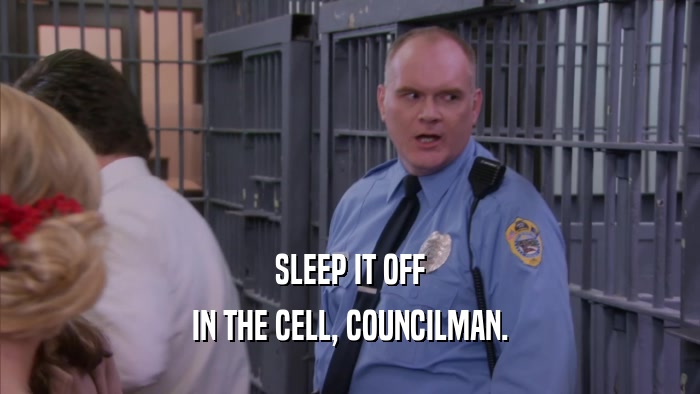 SLEEP IT OFF IN THE CELL, COUNCILMAN. 