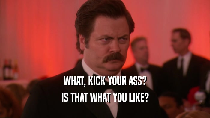 WHAT, KICK YOUR ASS? IS THAT WHAT YOU LIKE? 