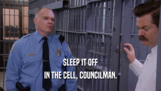 SLEEP IT OFF IN THE CELL, COUNCILMAN. 