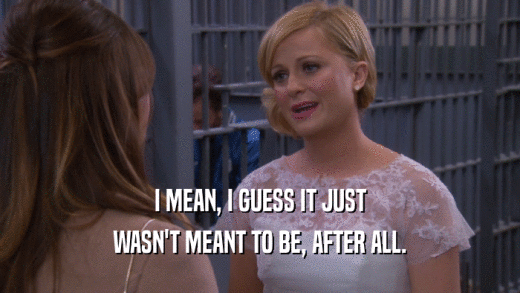 I MEAN, I GUESS IT JUST WASN'T MEANT TO BE, AFTER ALL. 