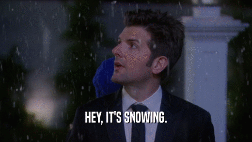HEY, IT'S SNOWING.  