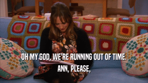 OH MY GOD, WE'RE RUNNING OUT OF TIME. ANN, PLEASE, 