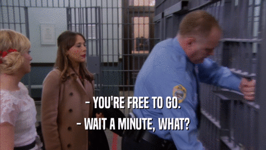 - YOU'RE FREE TO GO. - WAIT A MINUTE, WHAT? 