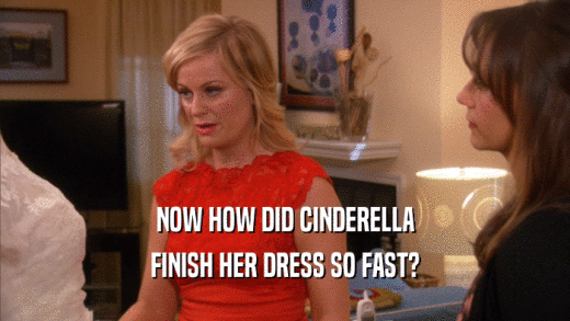 NOW HOW DID CINDERELLA FINISH HER DRESS SO FAST? 