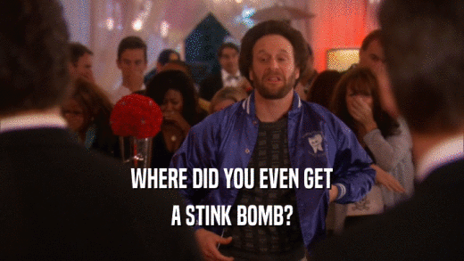 WHERE DID YOU EVEN GET A STINK BOMB? 
